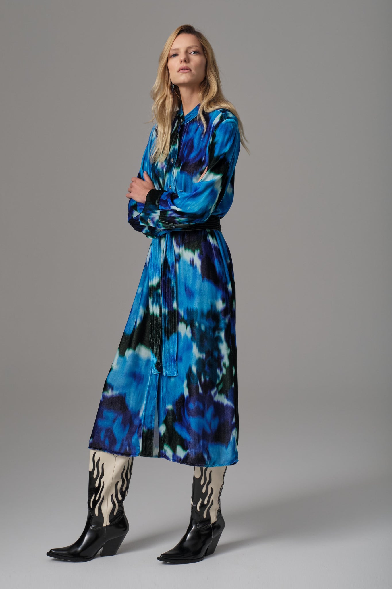 PREORDER Alisa Silk Velvet Shirt Dress