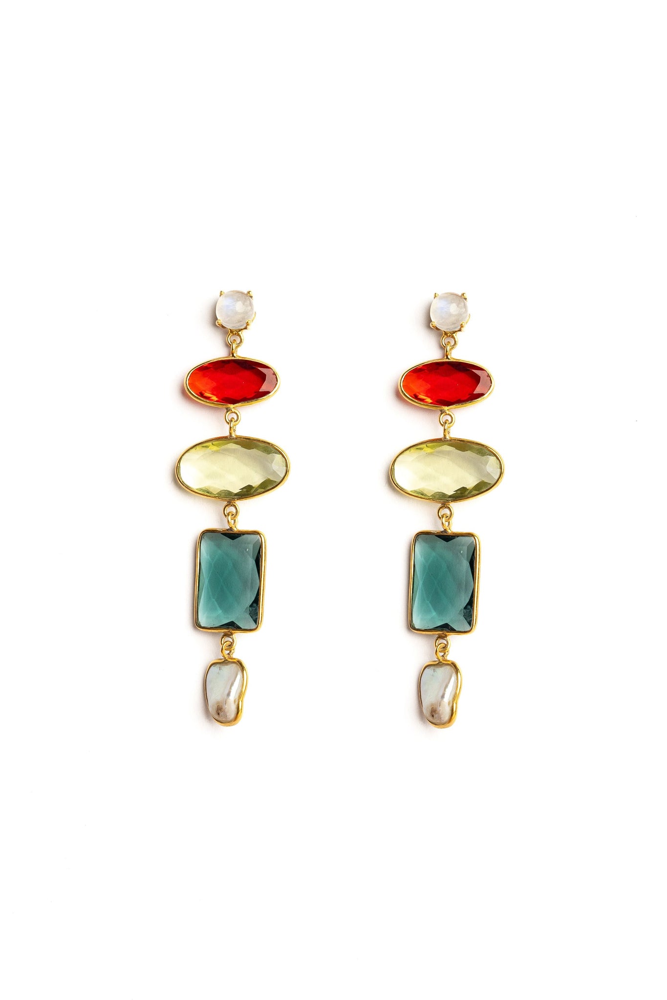 Moonstone Pearl Crystal  Earrings