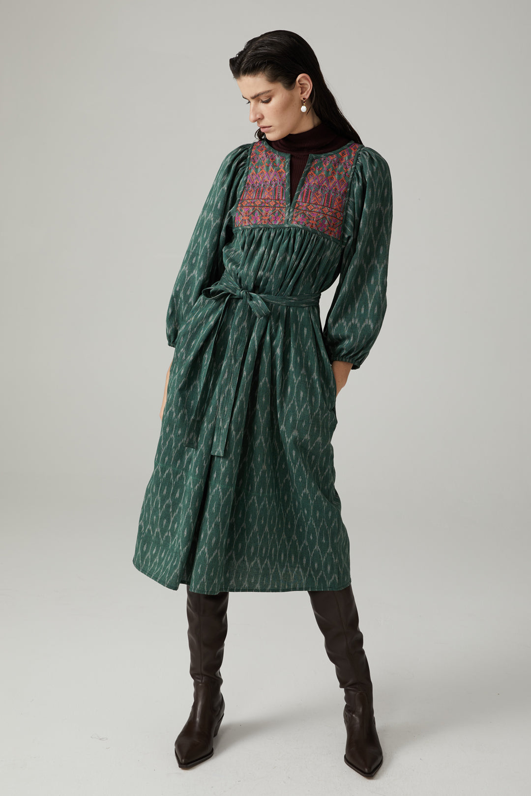 Katja Embroidered Ikat Dress