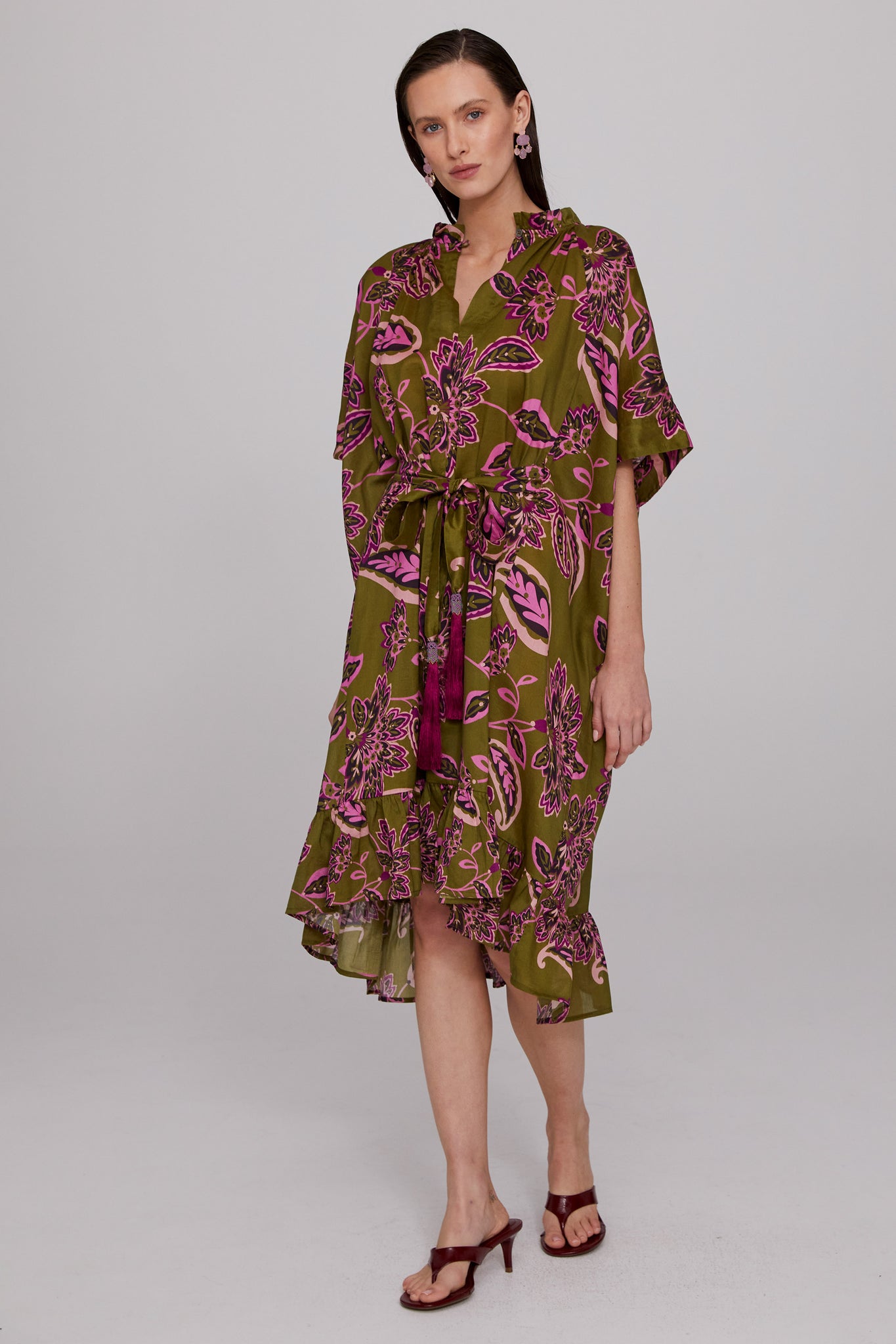 Lyla Silk Cotton Kaftan & Slip