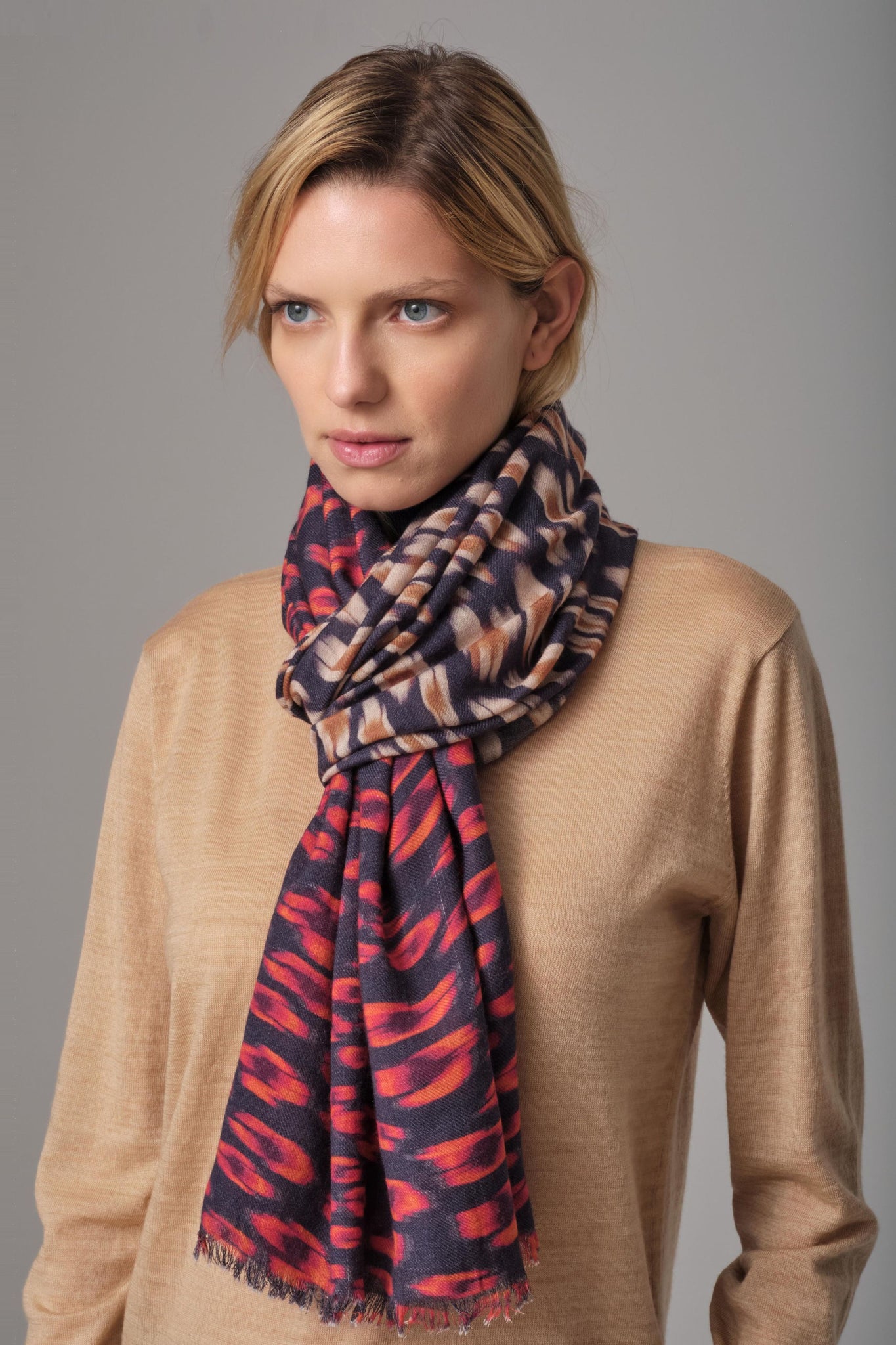 Tyra Leopard Silk Wool Wrap