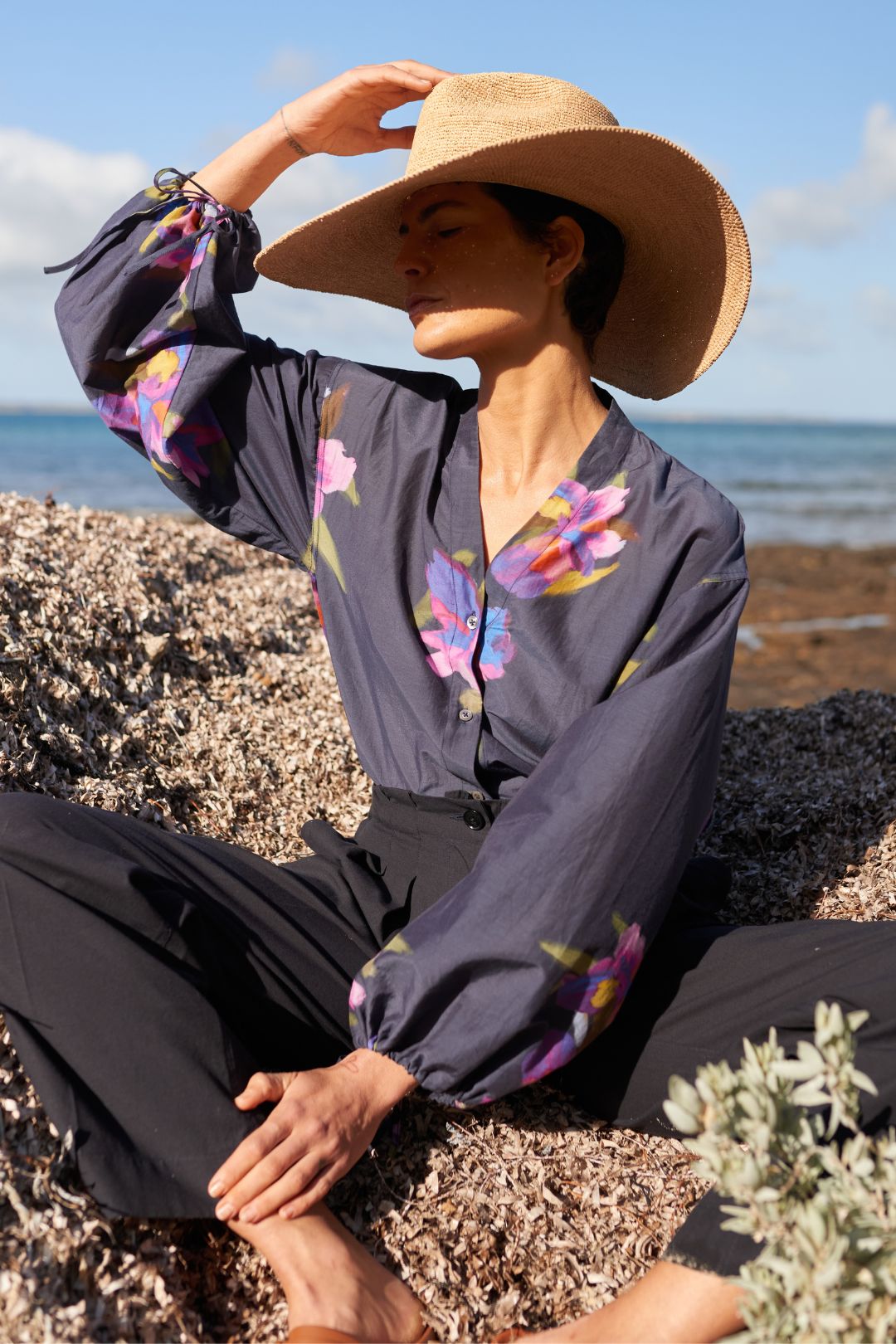 Black Iris Silk Cotton Shirt