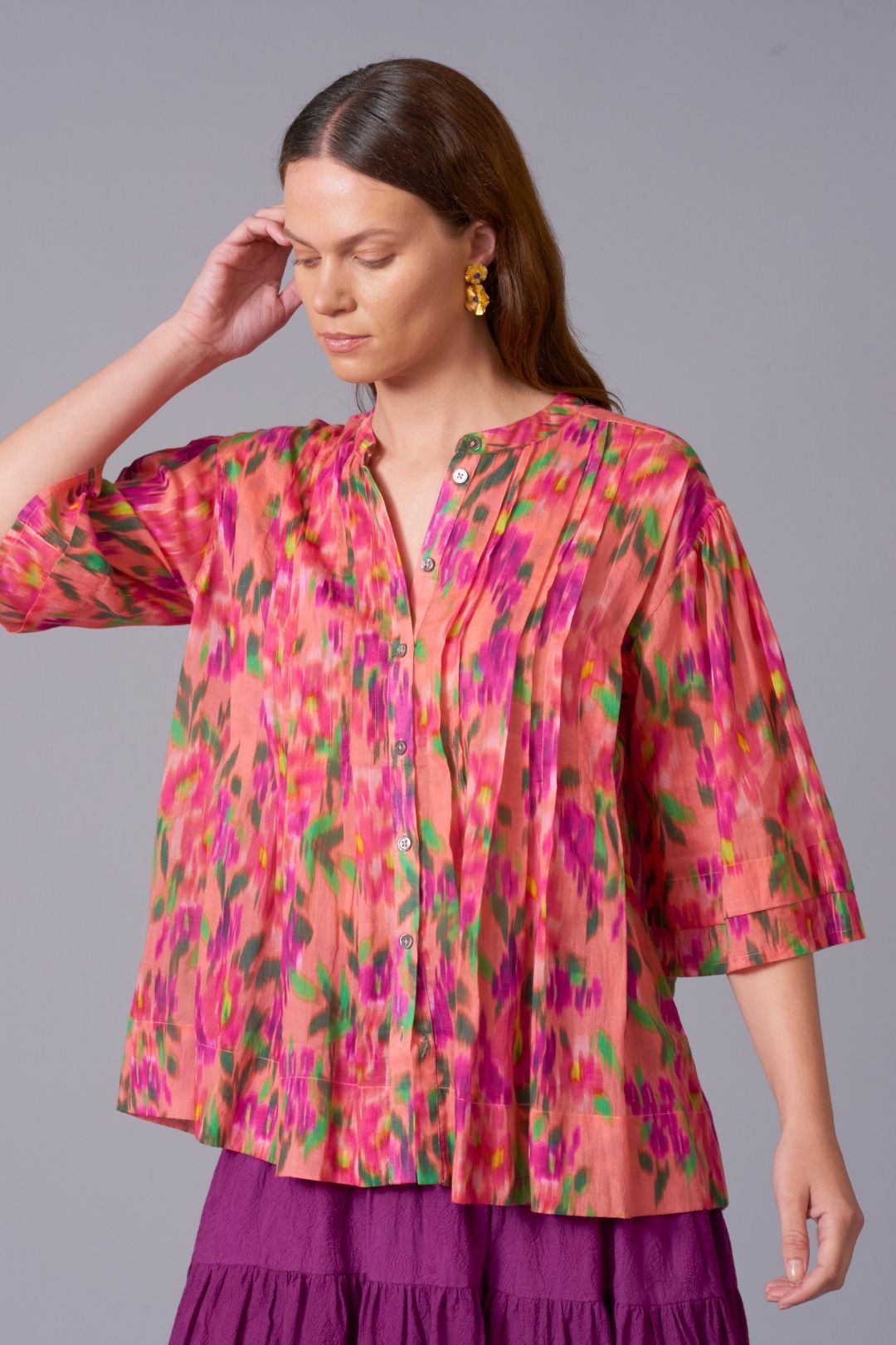 Fleur Pintuck Voile Blouse