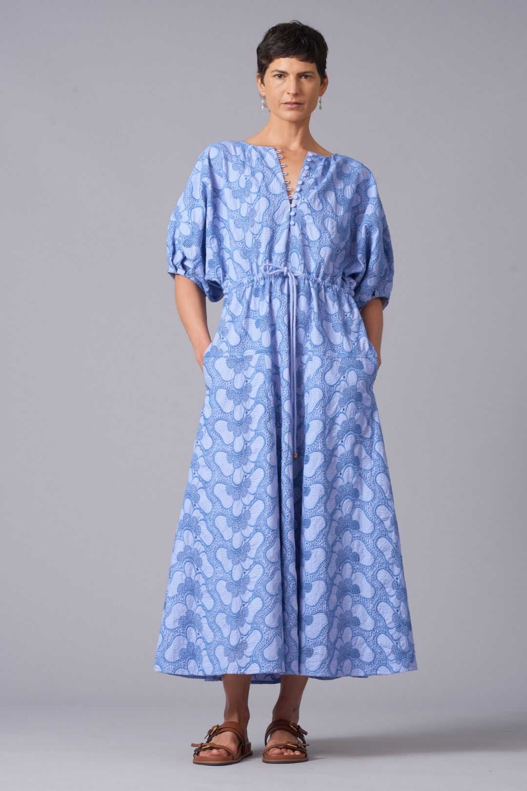 Broidery Balloon Sleeve Dress