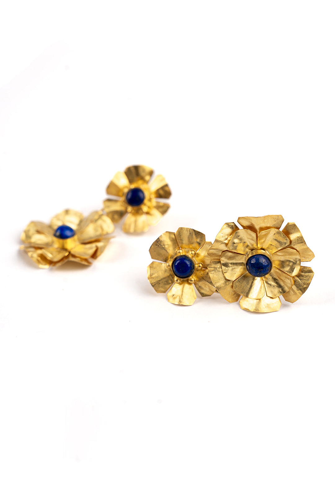 Lapis Duo Floral Earring