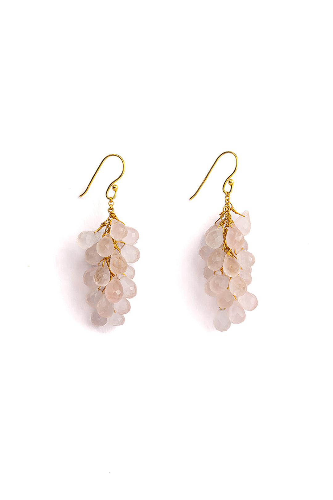 Rose Quartz Cluster Drop Earring