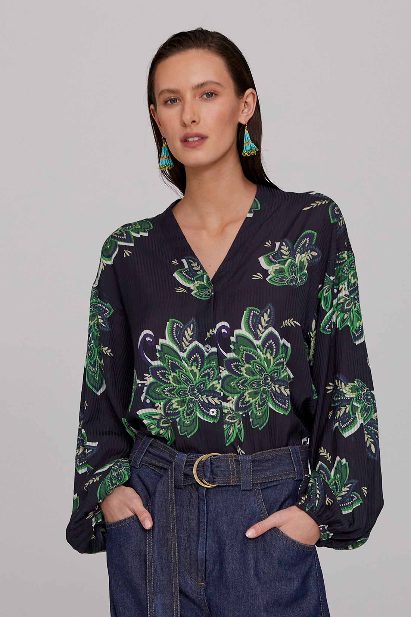 Fiore Sateen Stripe Blouse