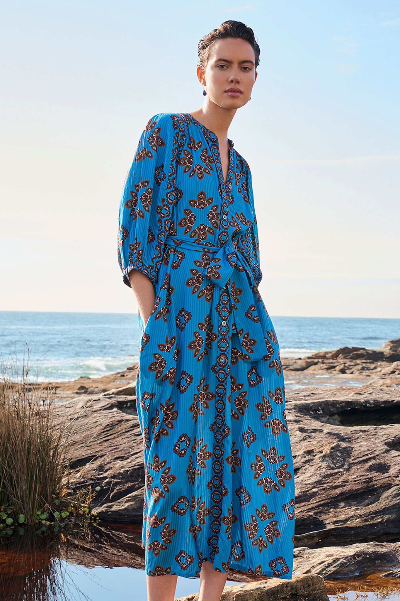 Gia Sateen Stripe Midi Dress