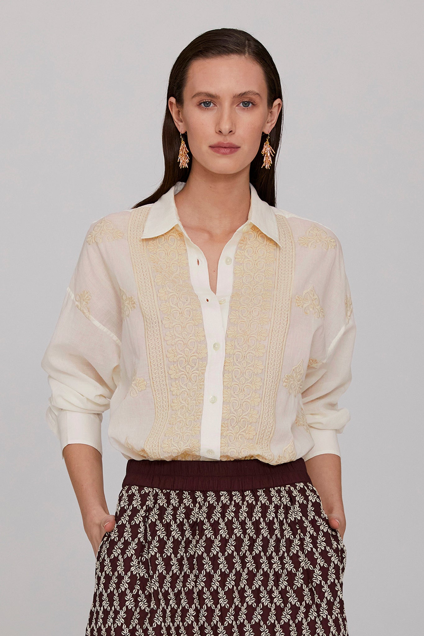 Aria Embroidered Voile Shirt