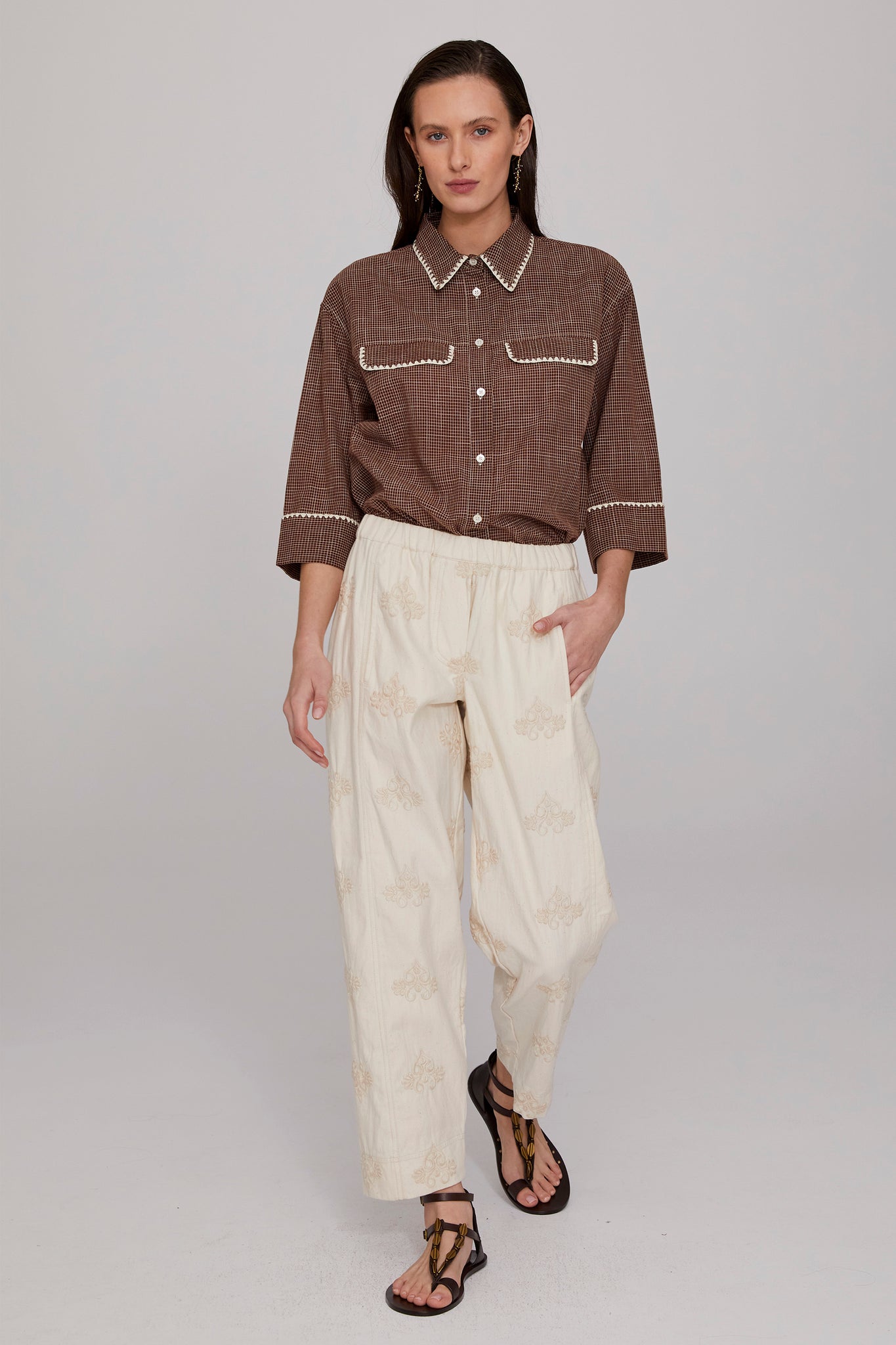 Khadi Crochet Trim Shirt