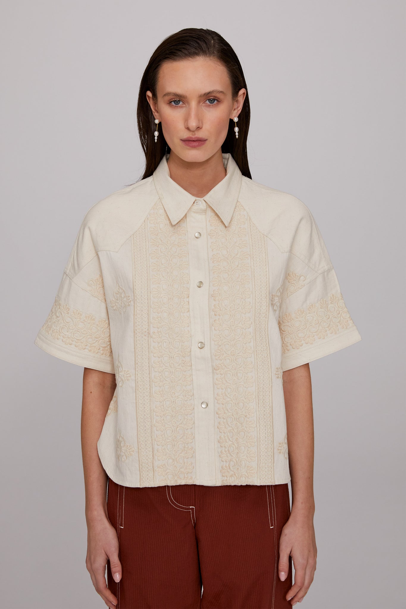 Aria Embroidered Denim Shirt