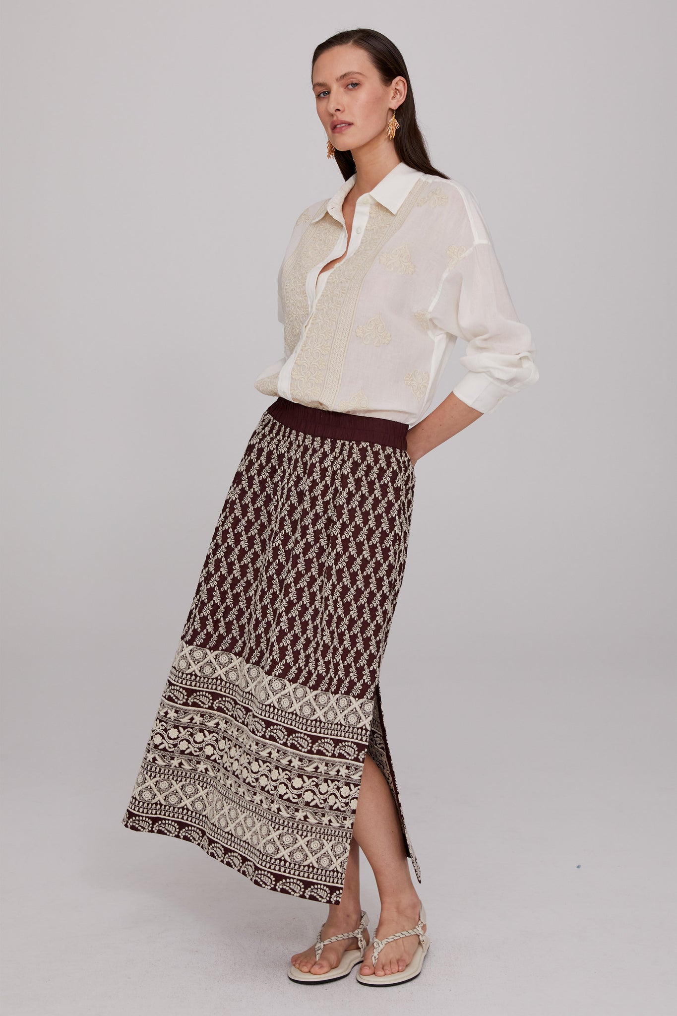 Rhea Embroidered Poplin Skirt