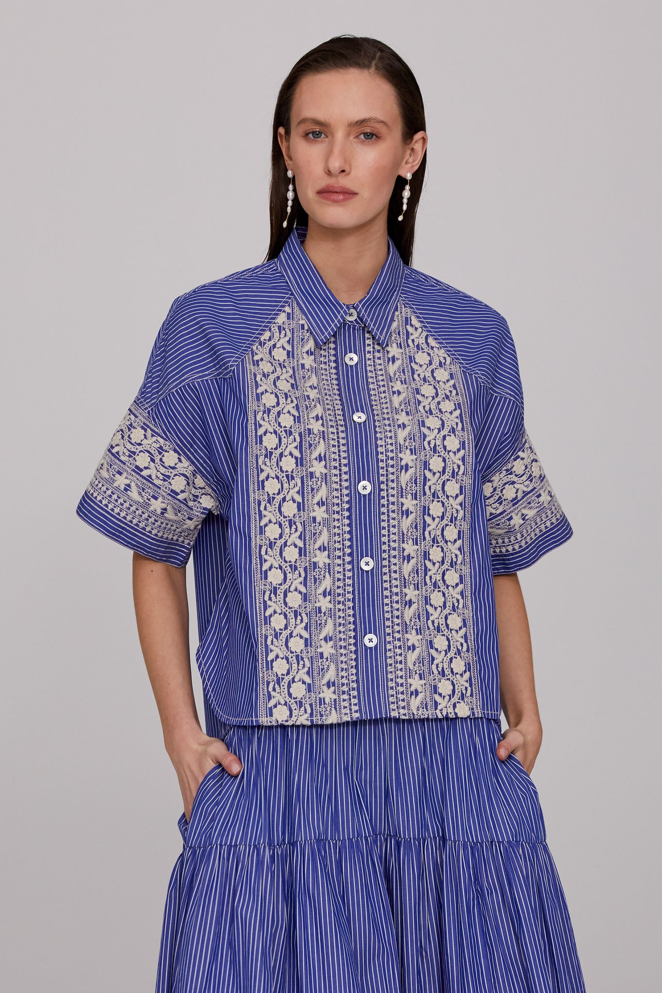 Riley Embroidered Poplin Shirt