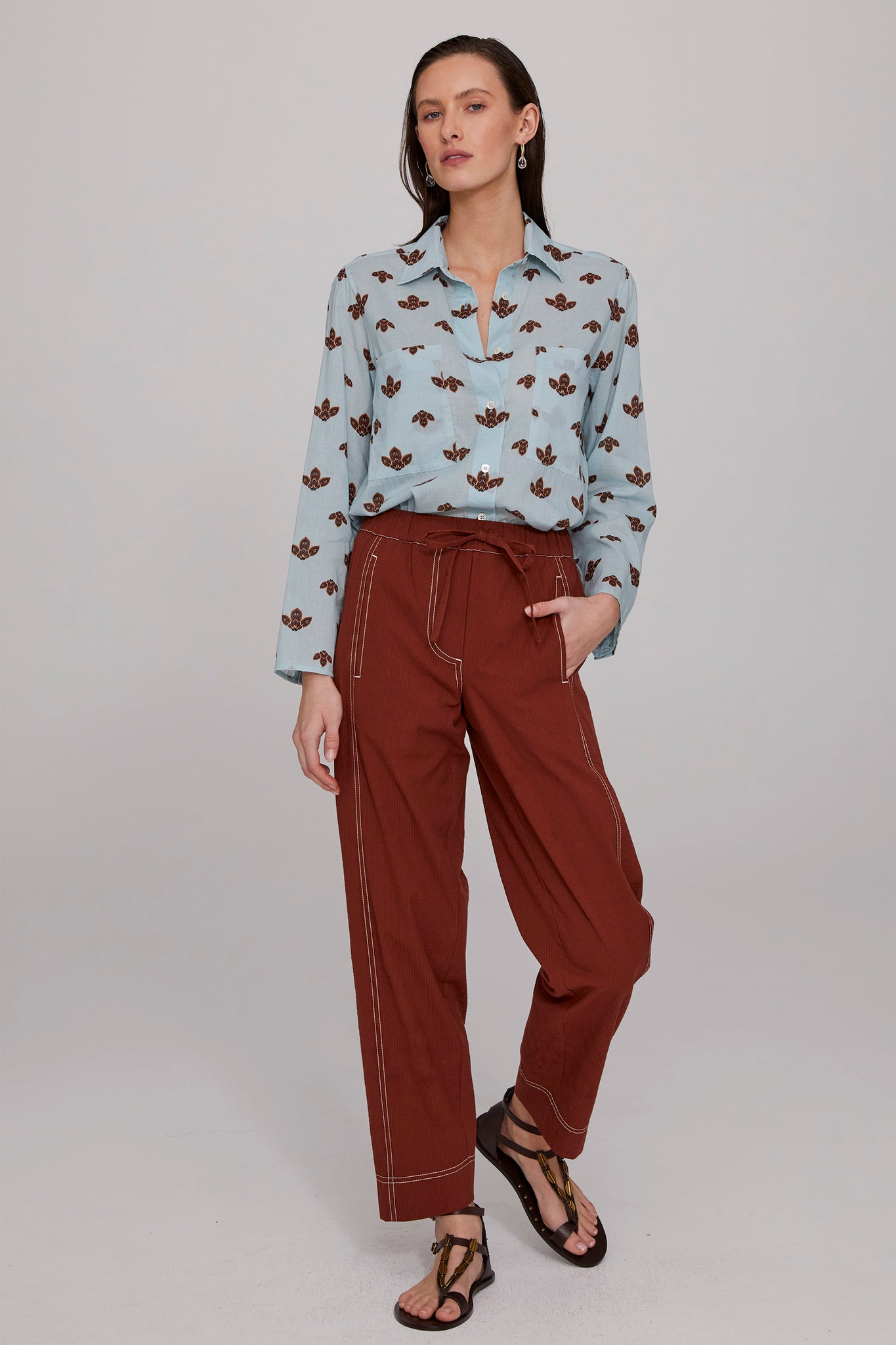 Tobacco Seersucker Pant