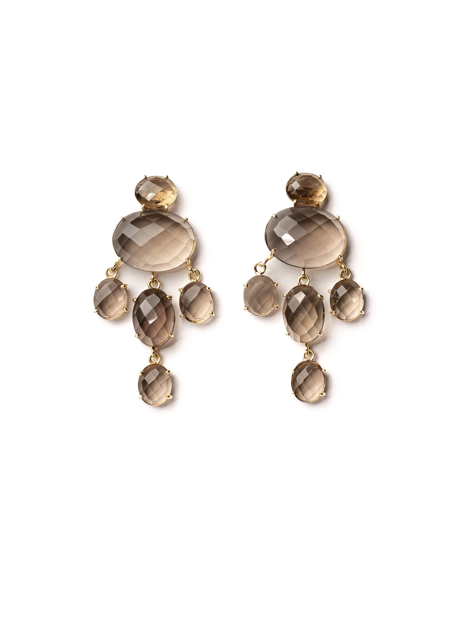 Smokey Quartz Facetted Earrings