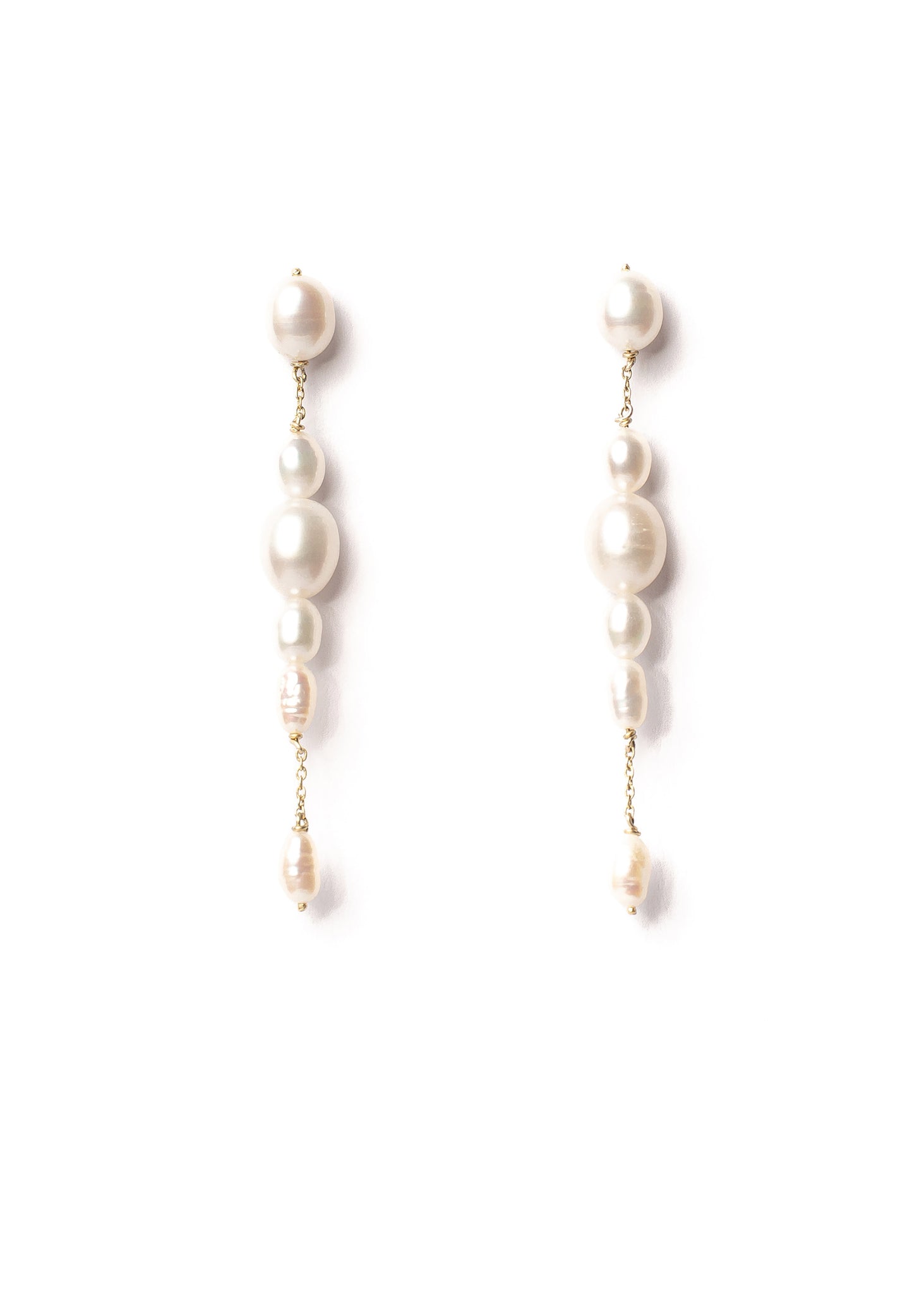 Freshwater Pearl & Chain Drop Earrings - 70Mm