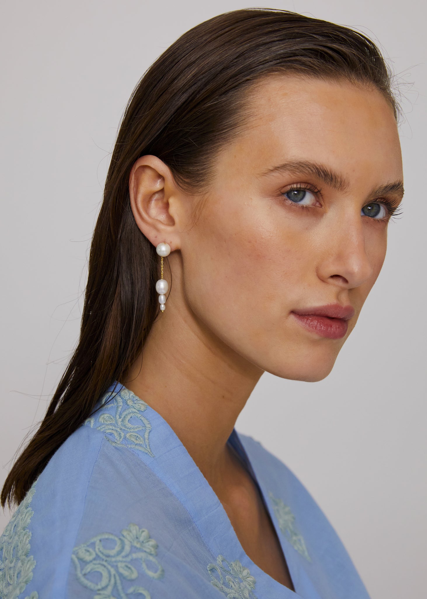 Freshwater Pearl & Chain Drop Earrings- 40Mm