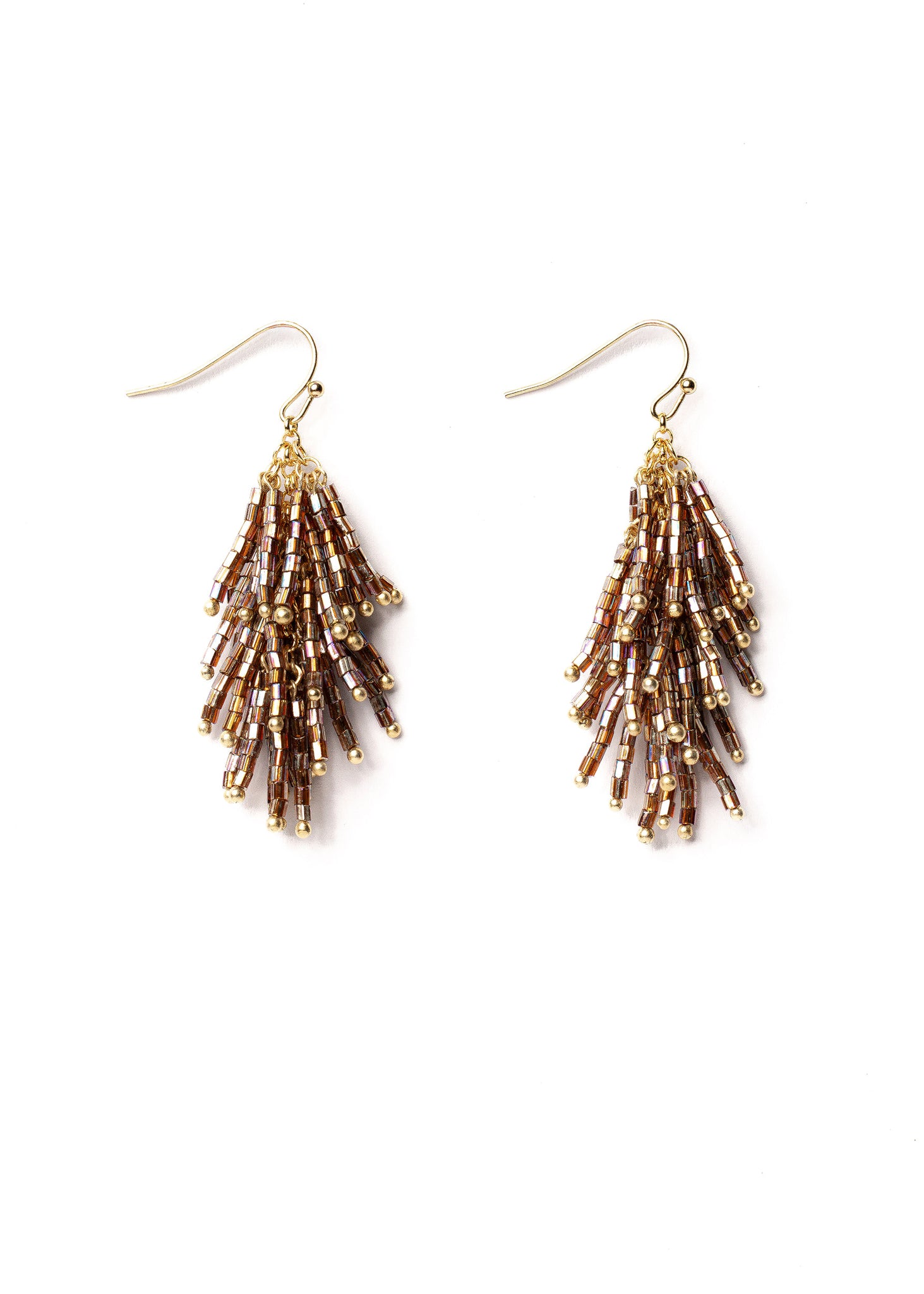 Bronze Seed Bead Tassel Earrings