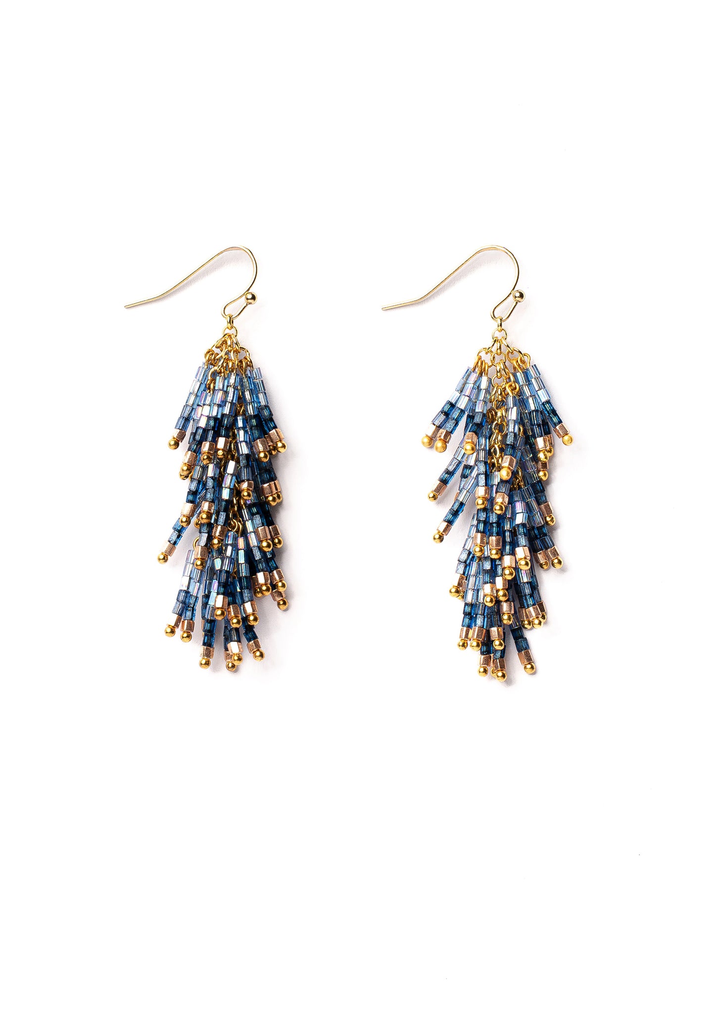 Midnight Seed Bead Tassel Earrings