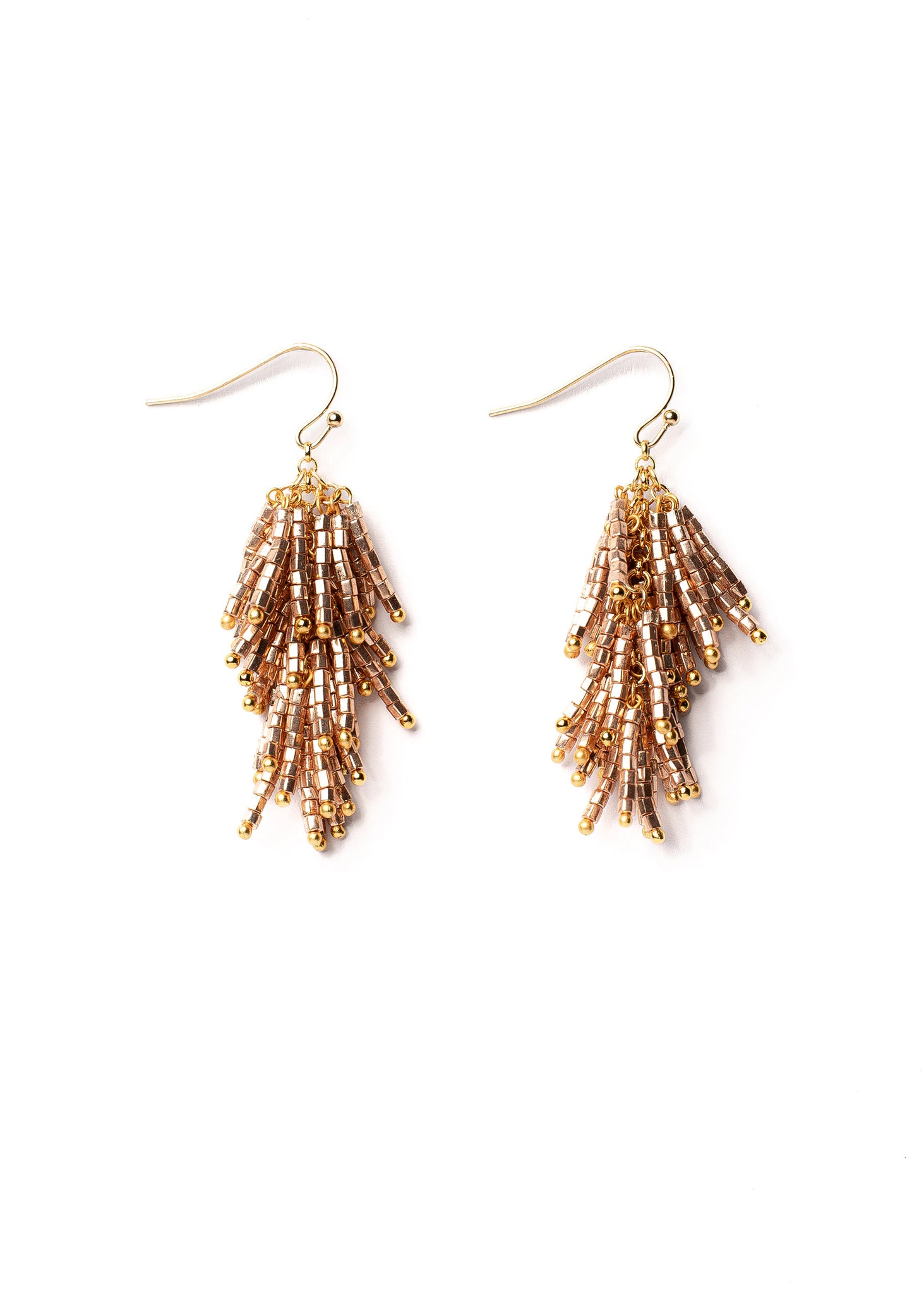 Golden Seed Bead Tassel Earrings