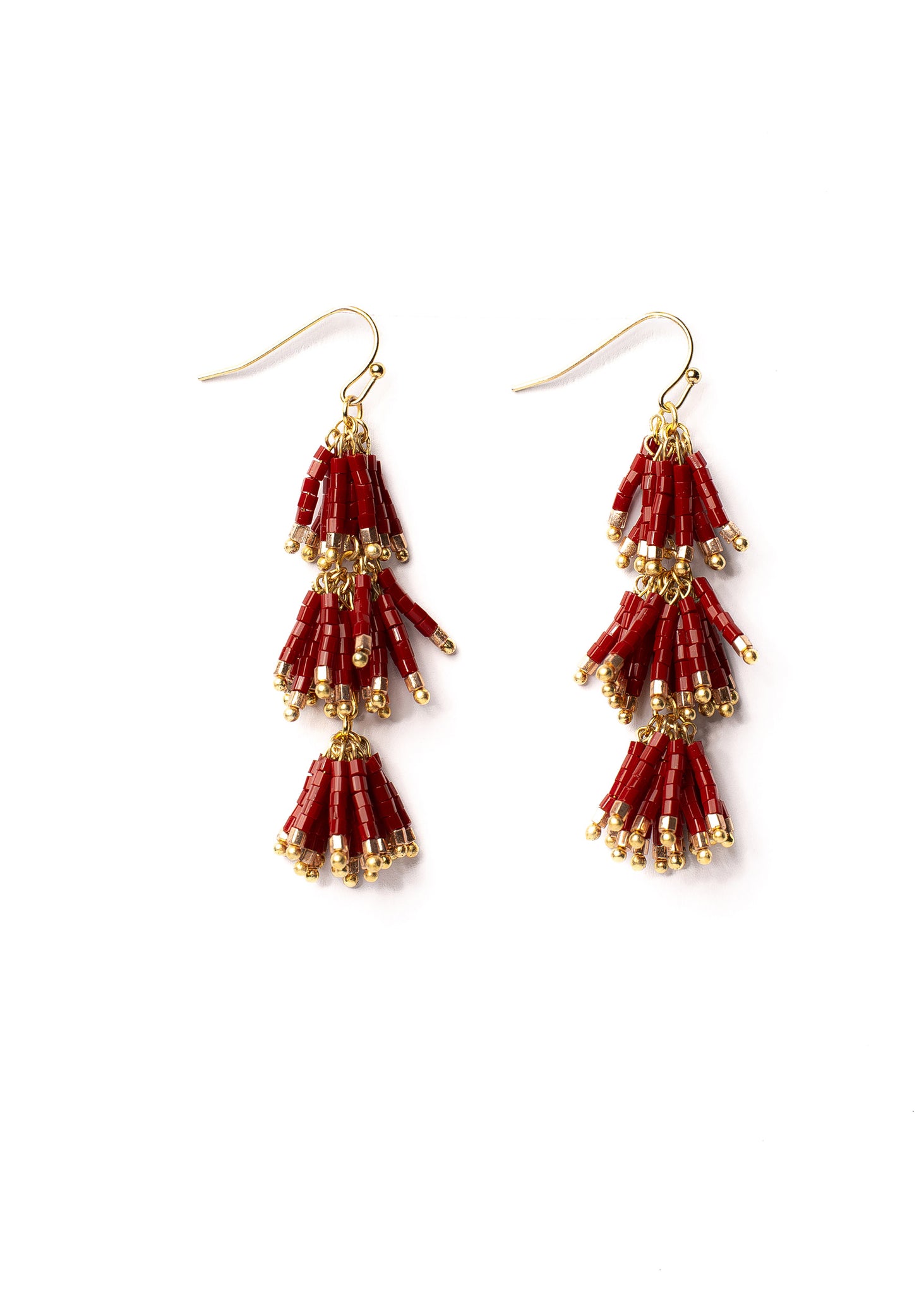 Garnet Seed Bead Earrings