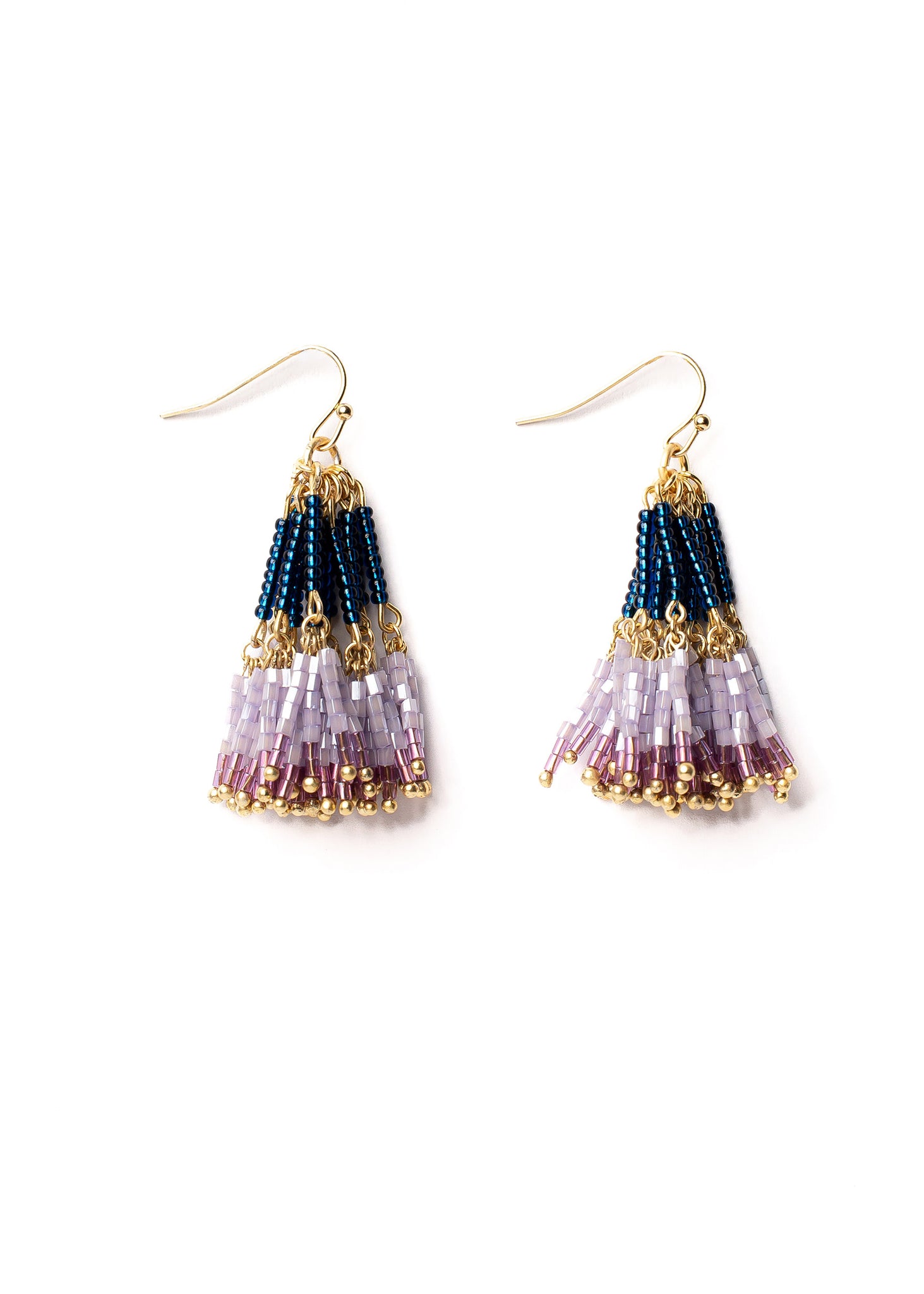 Blue Purple Seed Bead Earrings