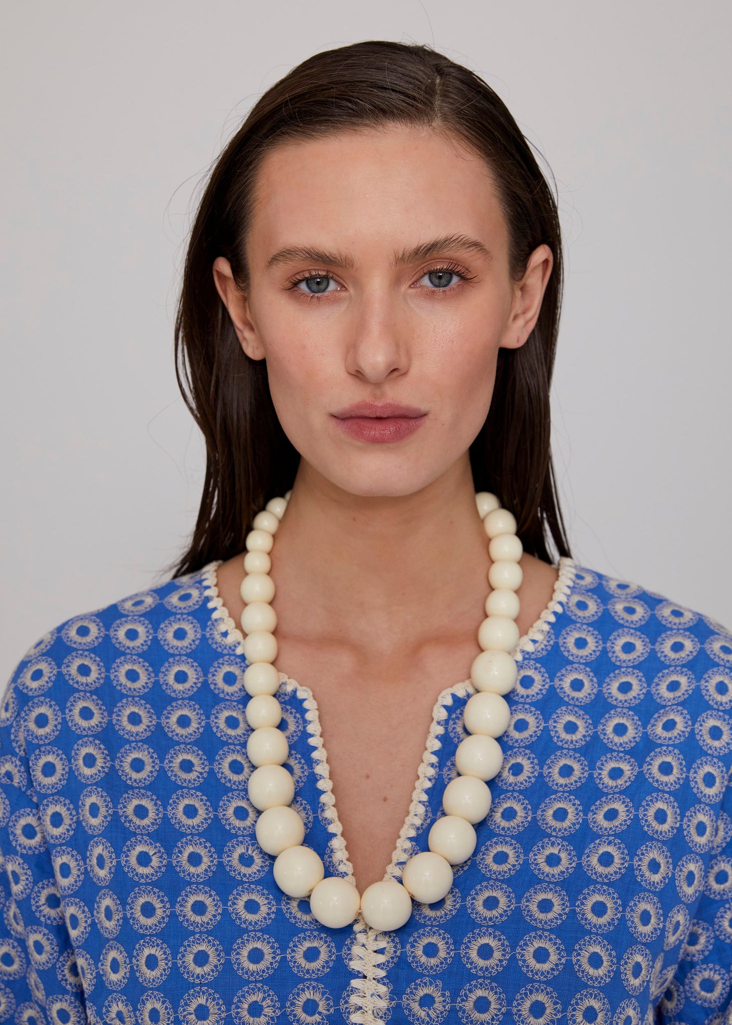 Ivory Graded Resin Bead Necklace