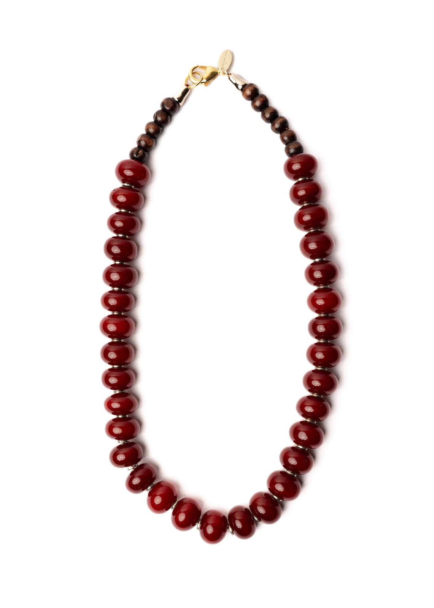 Claret Resin Bead Necklace - Short