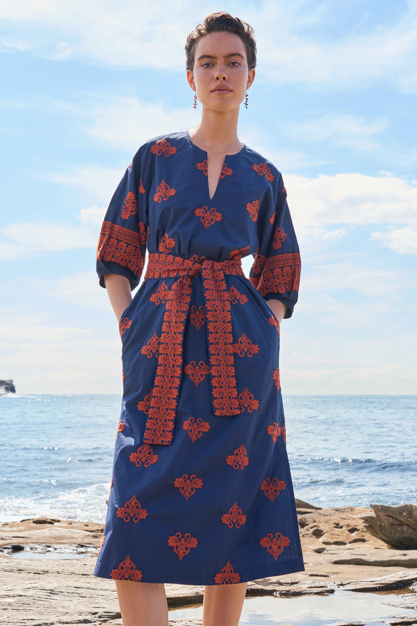 Aria Embroidered Poplin Dress