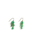 MEGAN PARK Green Onyx Chandelier Earrings featuring clustered faceted green gemstones suspended from gold-plated hooks.