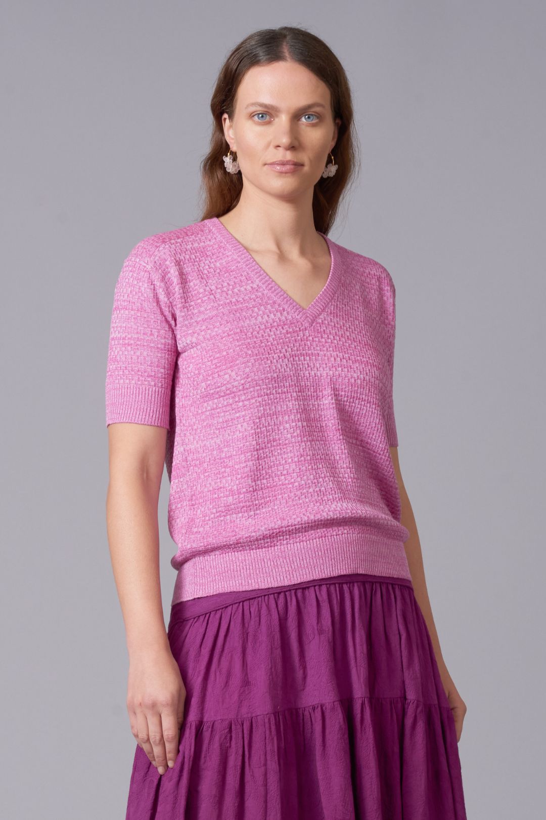 Silk Cotton Knit Top - Peony