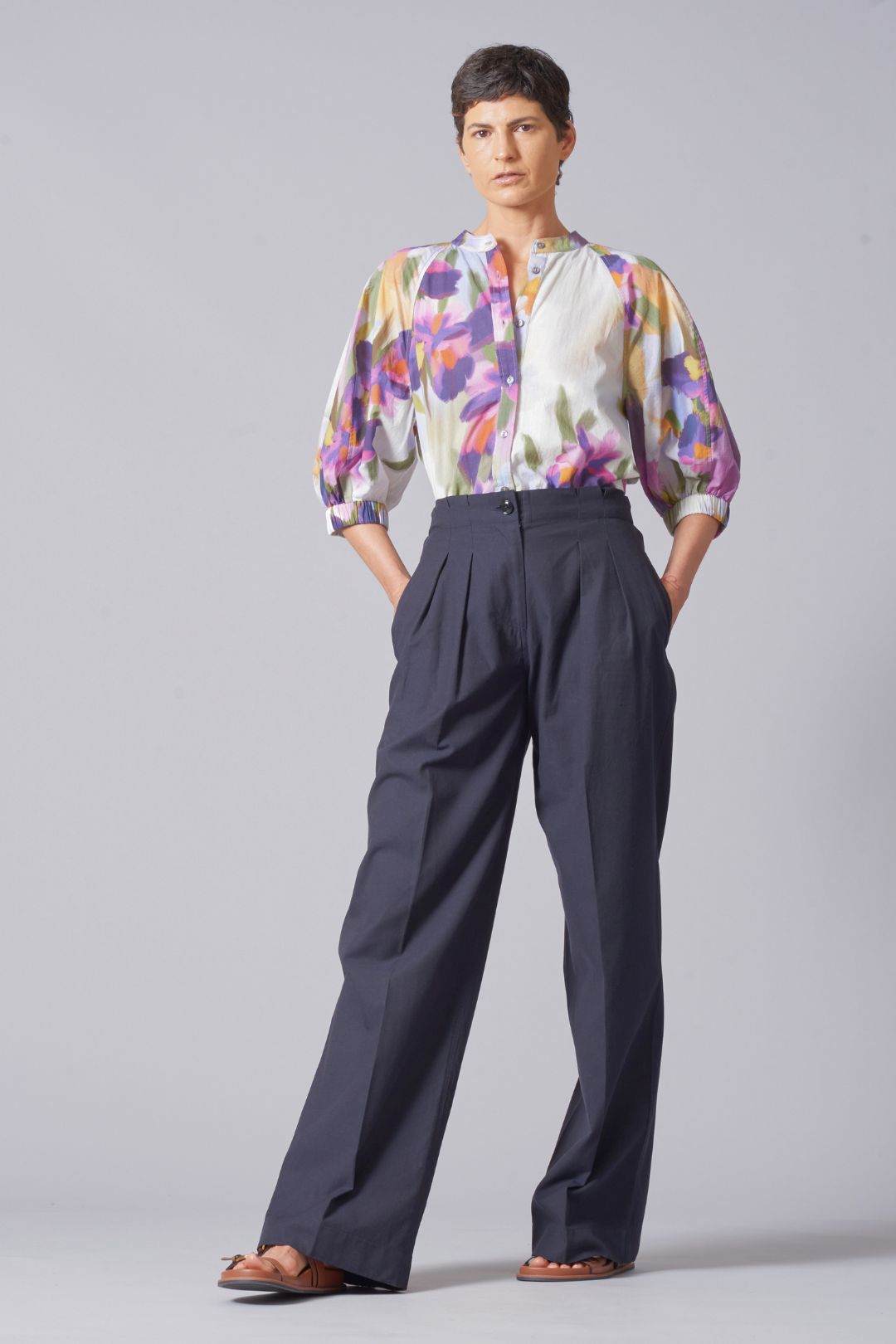 Ink Twill Pleat Front Pant