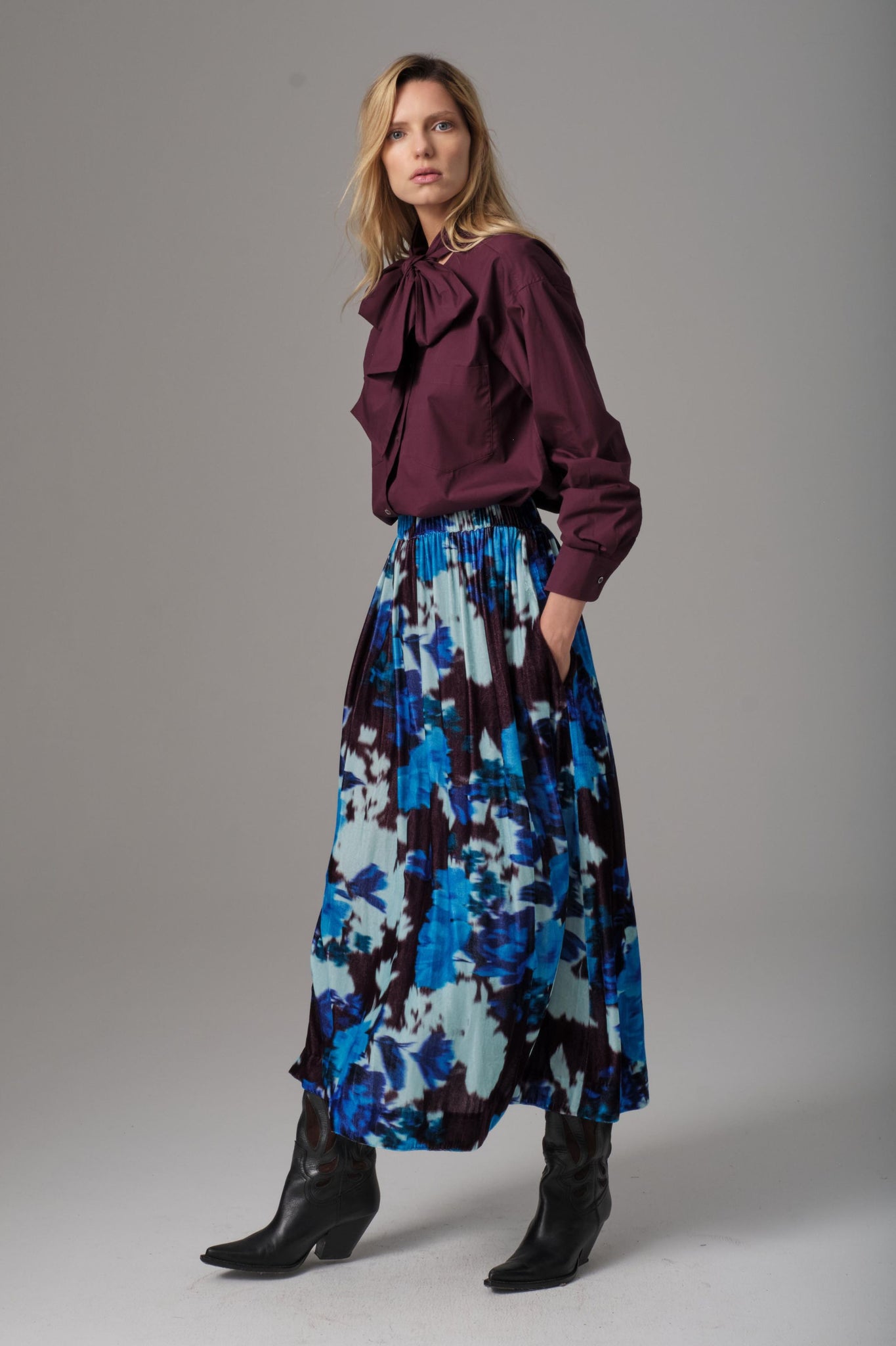 Alisa Silk Velvet Skirt