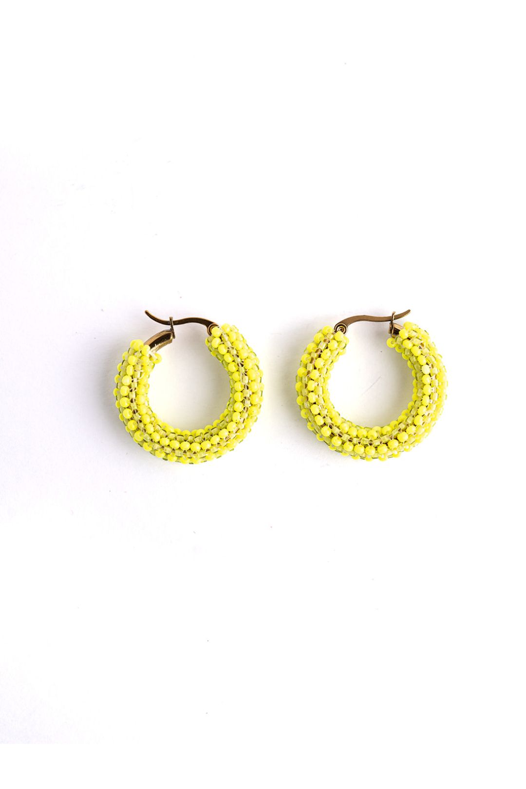 Lime Beadweave Hoops