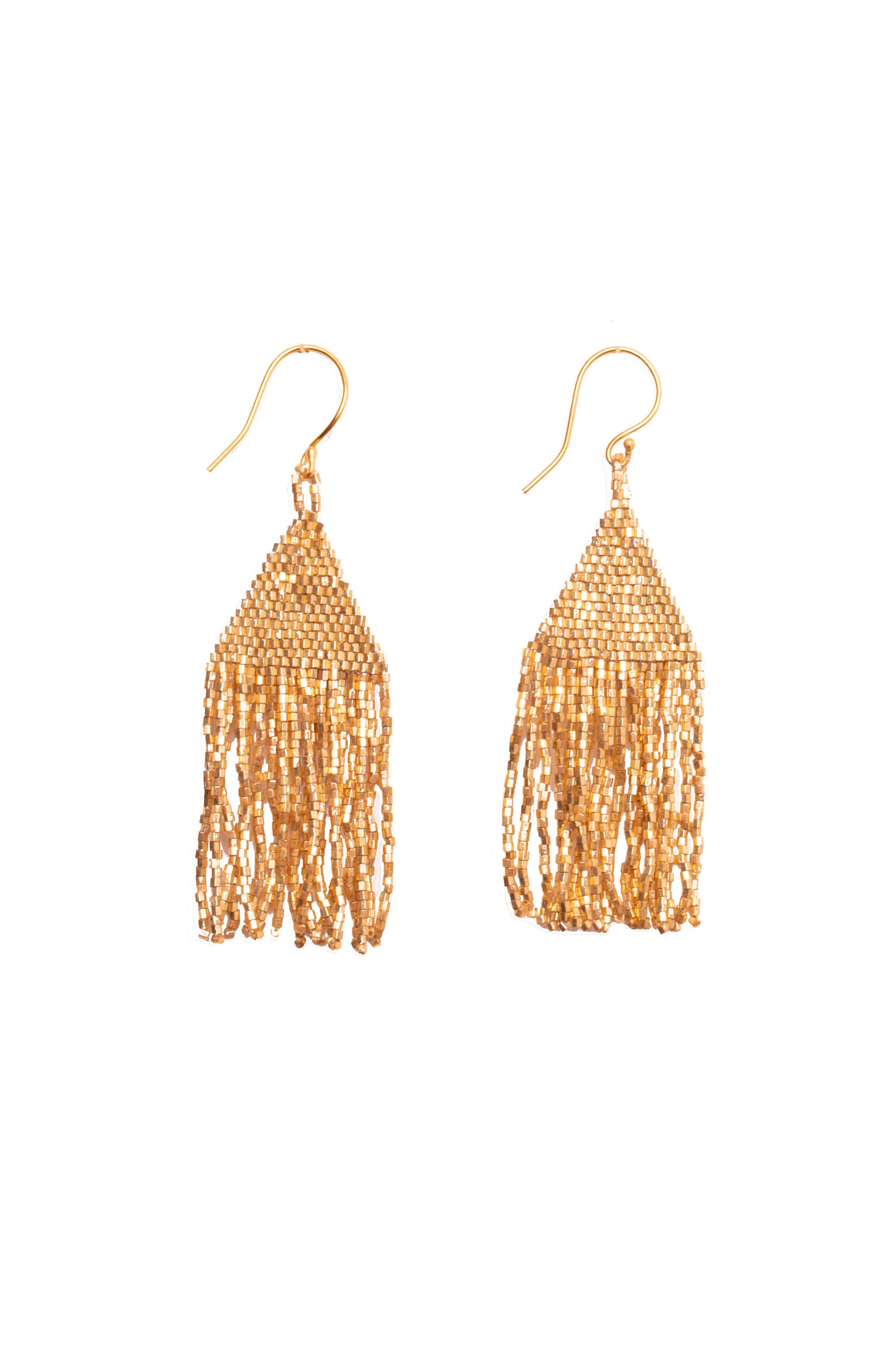 Golden Bead Fringed Earrings